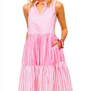 J.Crew mixy  stripe Tiered midi dress